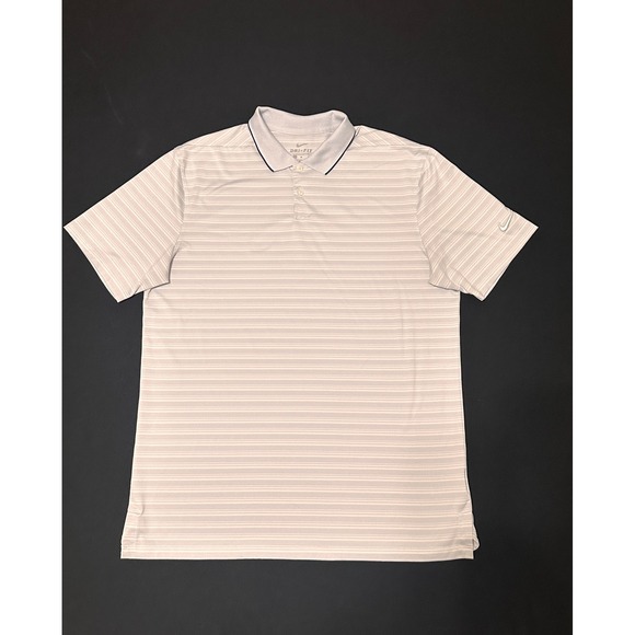 Nike Other - Nike Golf Dri-FIT Mens Medium Polo Shirt Grey White Striped Short Sleeve 445591